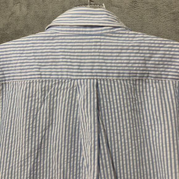 Southern Marsh Shirt Men Sz Medium Seersucker Short Sleeve Button Blue Preppy - Picture 5 of 9